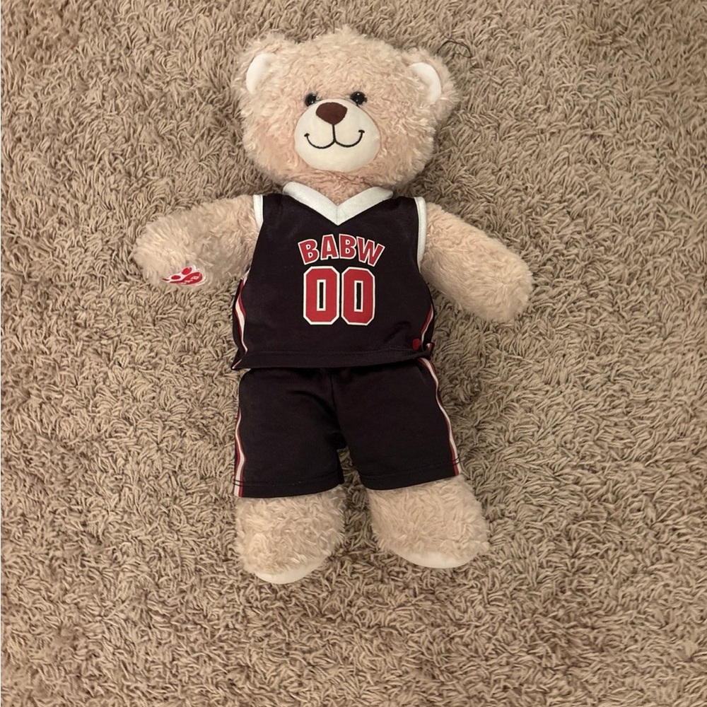 Build-A-Bear Tan Stuffed Animal with Black Outfit